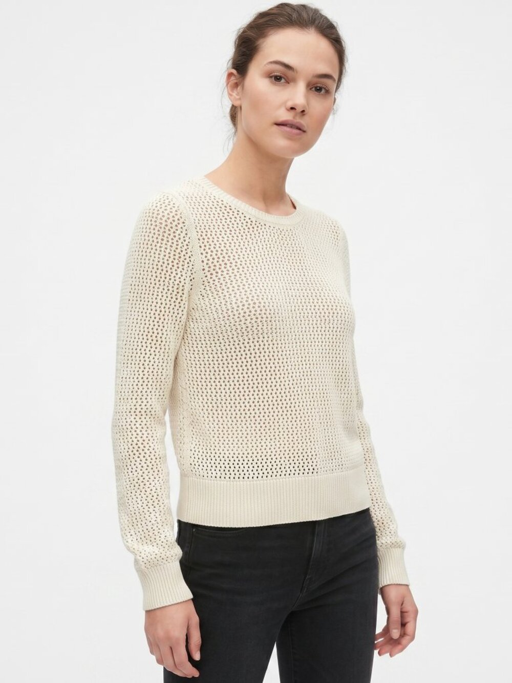 *GAP Open Knit Crew Neck Cream Long Sleeve